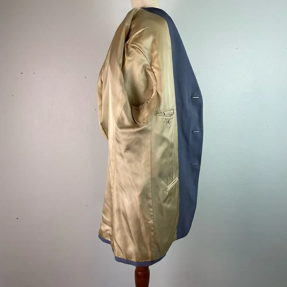 Joseph & Feiss Silk Blue Sport Coat with Notched Lapel Size 42S EUC
